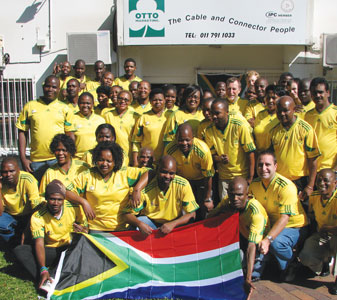 Otto staff proudly display their Bafana Bafana shirts